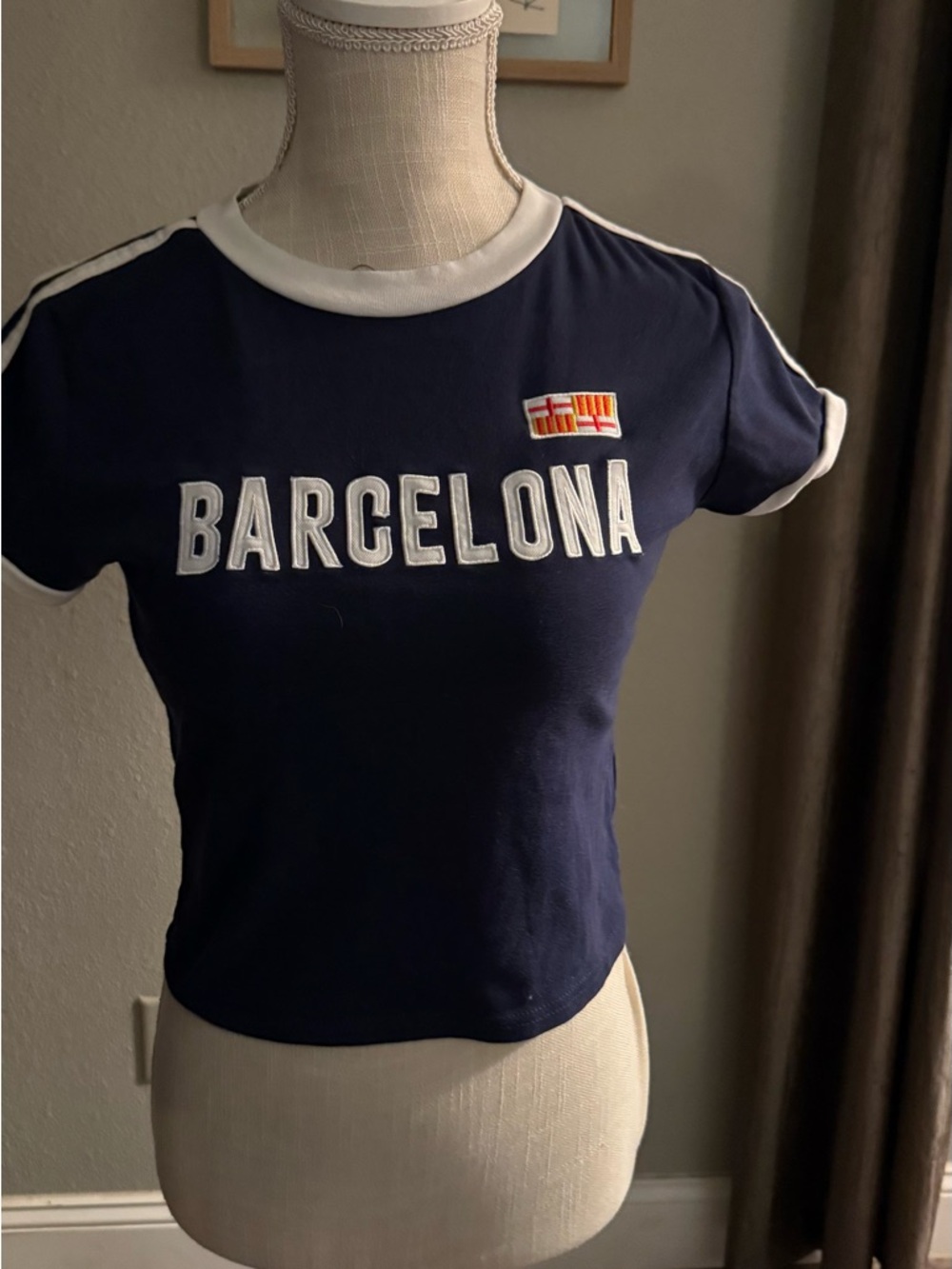 Edikted Navy and White "Barcelona" Ringer Tee